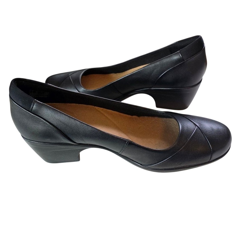 Clarks Black Leather Pumps Heels Womens 9.5 M 261587314070 - Picture 3 of 7